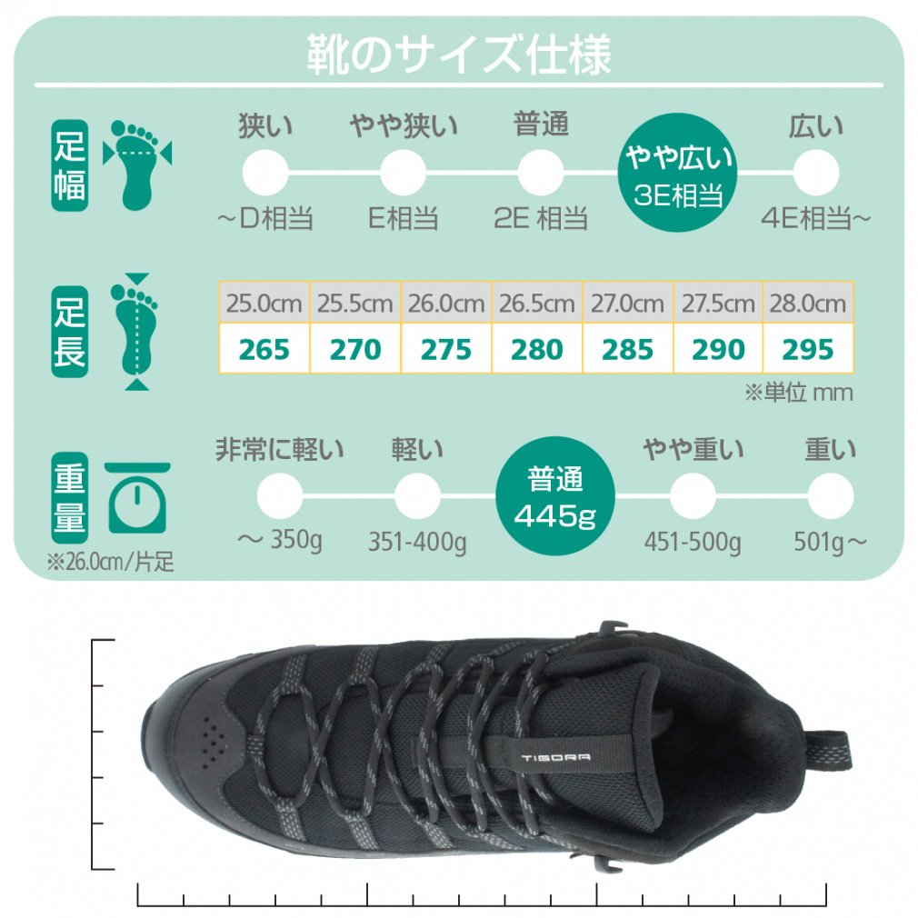 ワイド・透湿防水トレッキングシューズ MID M BK｜Alpen Online