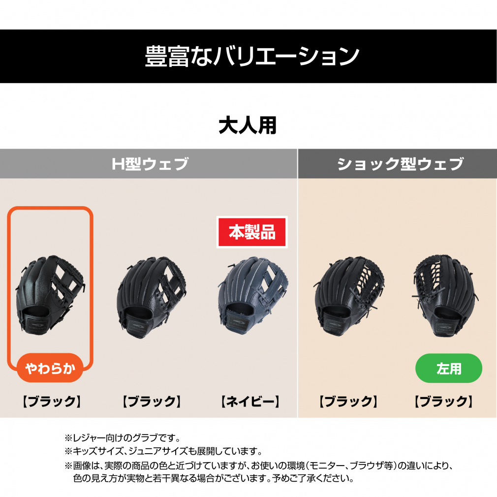 軟式 レジャーグラブ 一般軟式 大人用 ネイビー｜Alpen Online