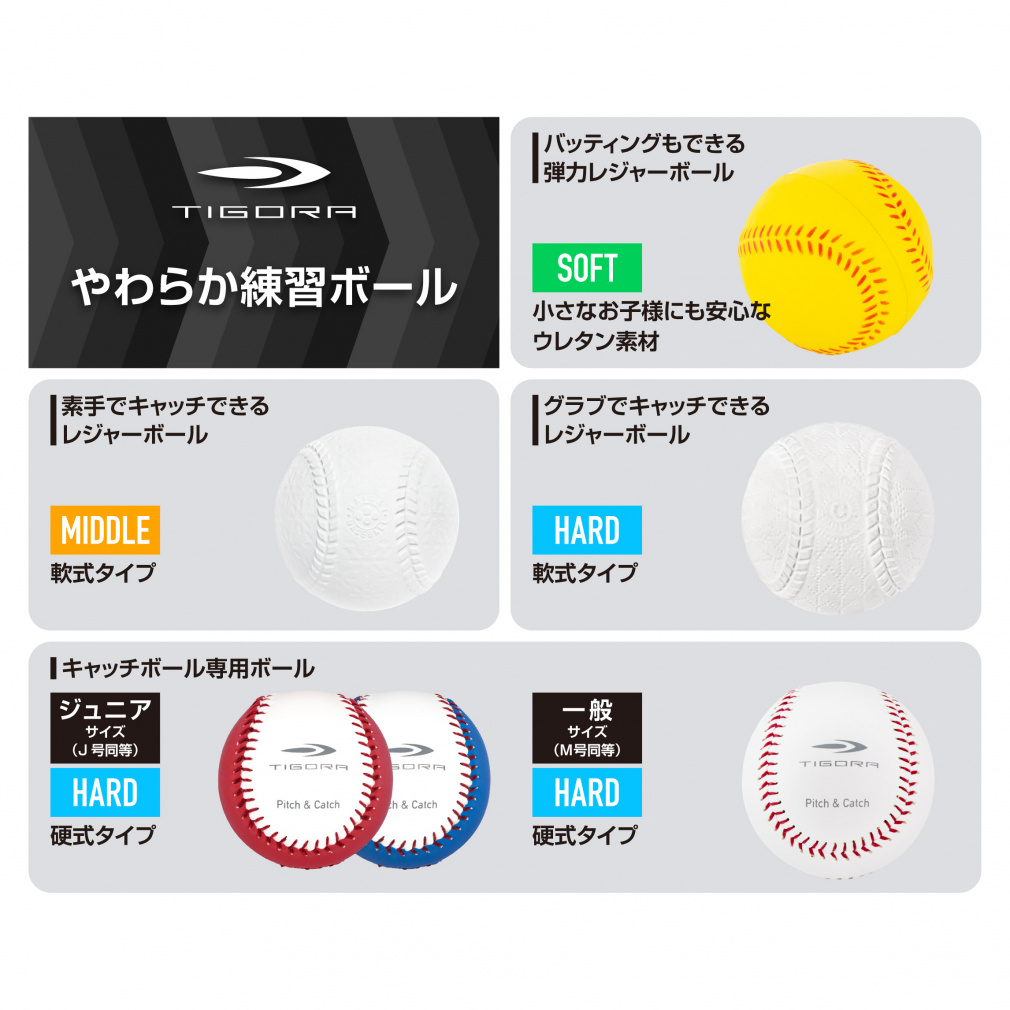 ティゴラ キャッチボール専用 硬式タイプのやわらかボール J号 野球