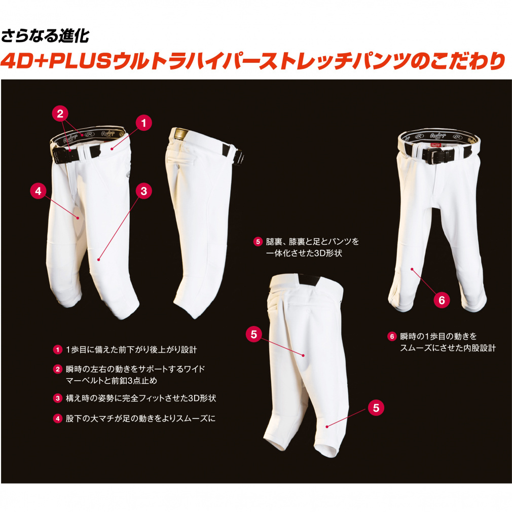 ローリングス メンズ 野球 練習用パンツ 4D+PLUS ウルトラハイパー