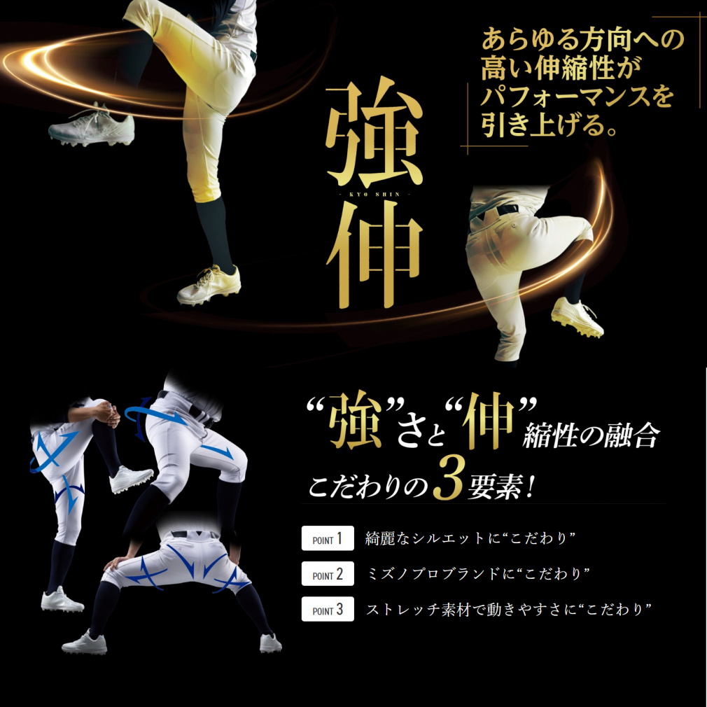 MizunoPro 強伸　ユニフォームパンツ 0 レギュラーフィット　2枚 ミズノ メンズ 野球 【ミズノプロ】ストレッチユニフォームパンツ 練習