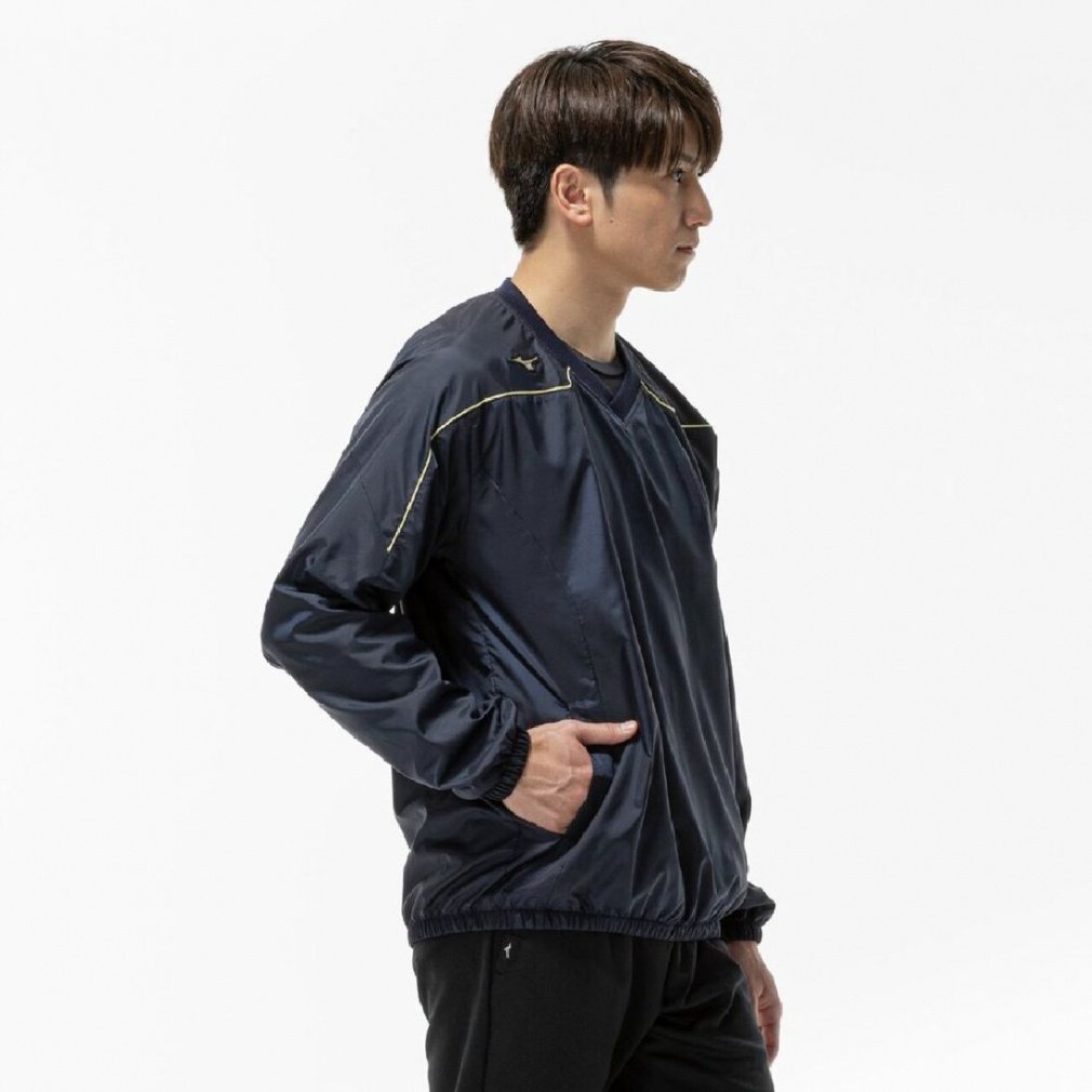 ミズノ メンズ 野球 長袖ウインドブレーカー Vネックジャケット