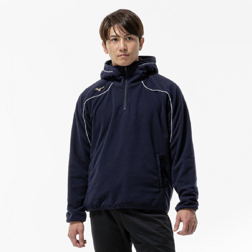 misaAOPR ミズノ メンズ 野球 長袖ウインドブレーカー フリースフーディ(ハーフ