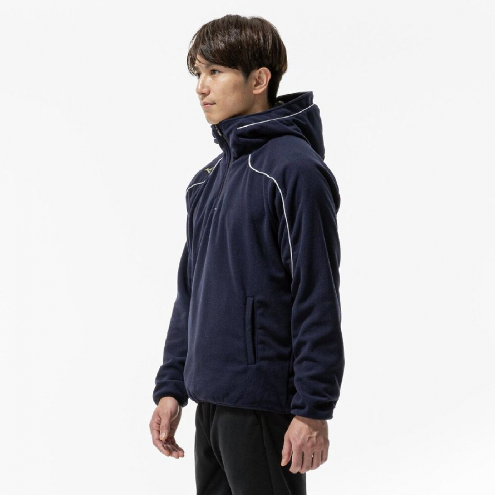 ミズノ メンズ 野球 長袖ウインドブレーカー フリースフーディ(ハーフ