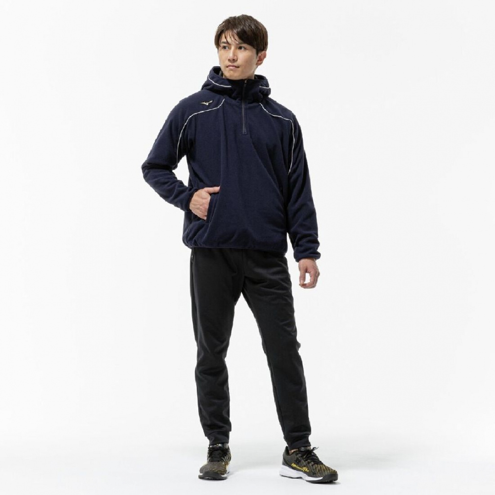 ミズノ メンズ 野球 長袖ウインドブレーカー フリースフーディ(ハーフ