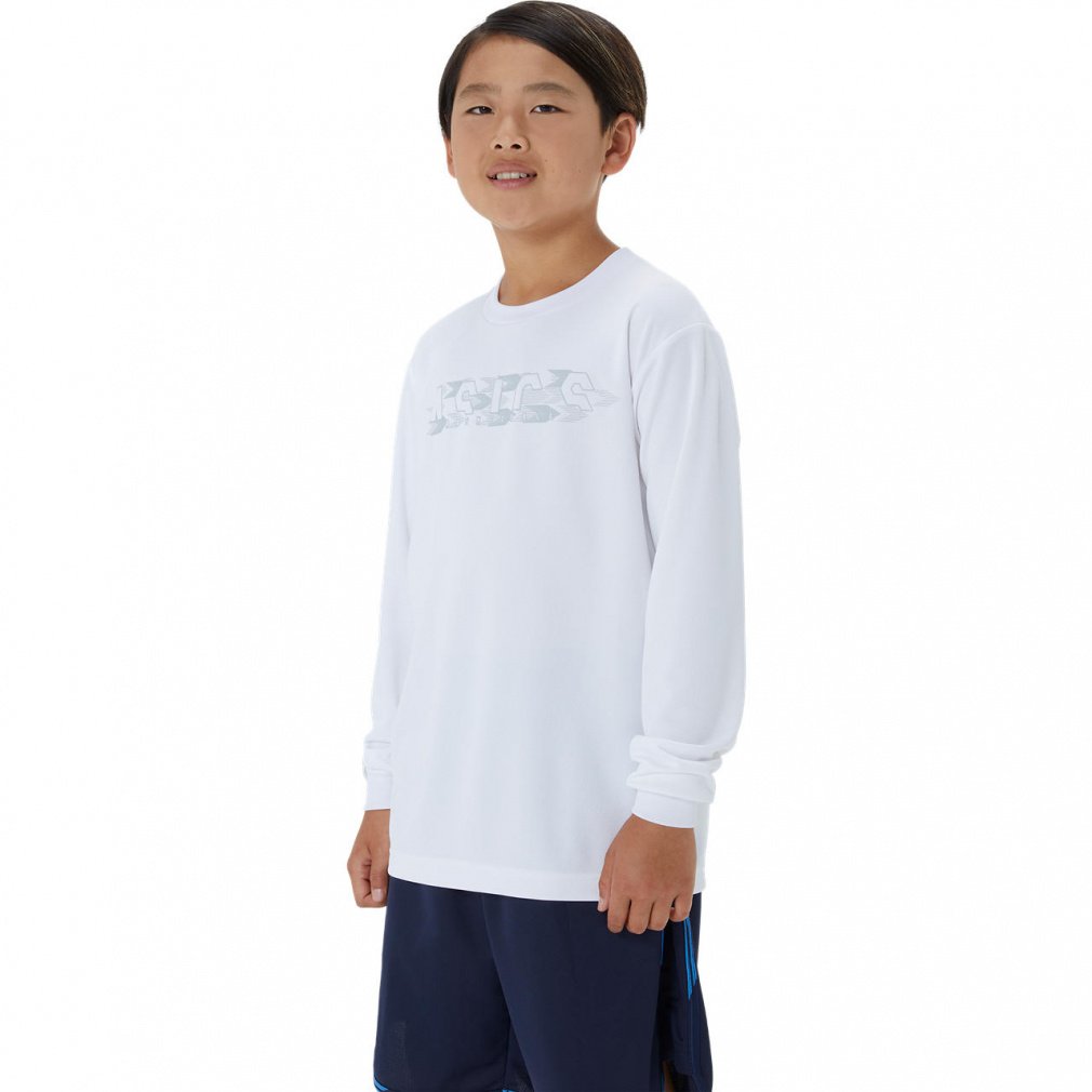 asics 川崎フロンターレ　サイン入り　ホワイト　長袖シャツ　Sサイズ アシックス ジュニア(キッズ・子供) バスケットボール 長袖Tシャツ