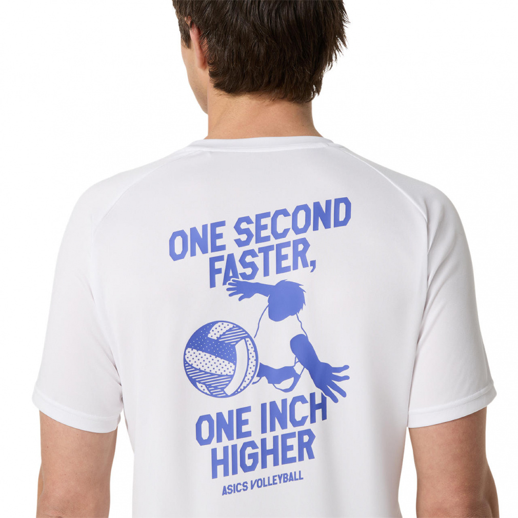 asics パフォーマンスシャツ ホワイト/ネイビー アシックス メンズ レディス バレーボール 半袖Tシャツ 半袖