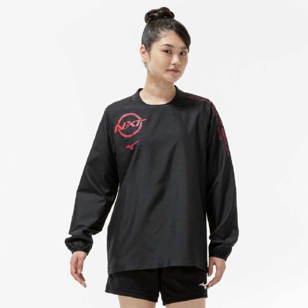 IBM ナイロンプルオーバー ピステ 企業物 黒 S ミズノ メンズ レディス バレーボール ピステ N-XT長袖ピステ