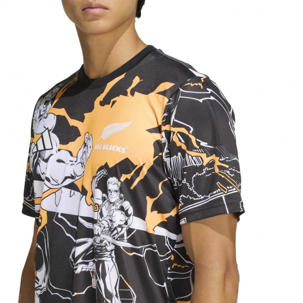 アディダス メンズ ラグビー ジャージ オールブラックス マーベル