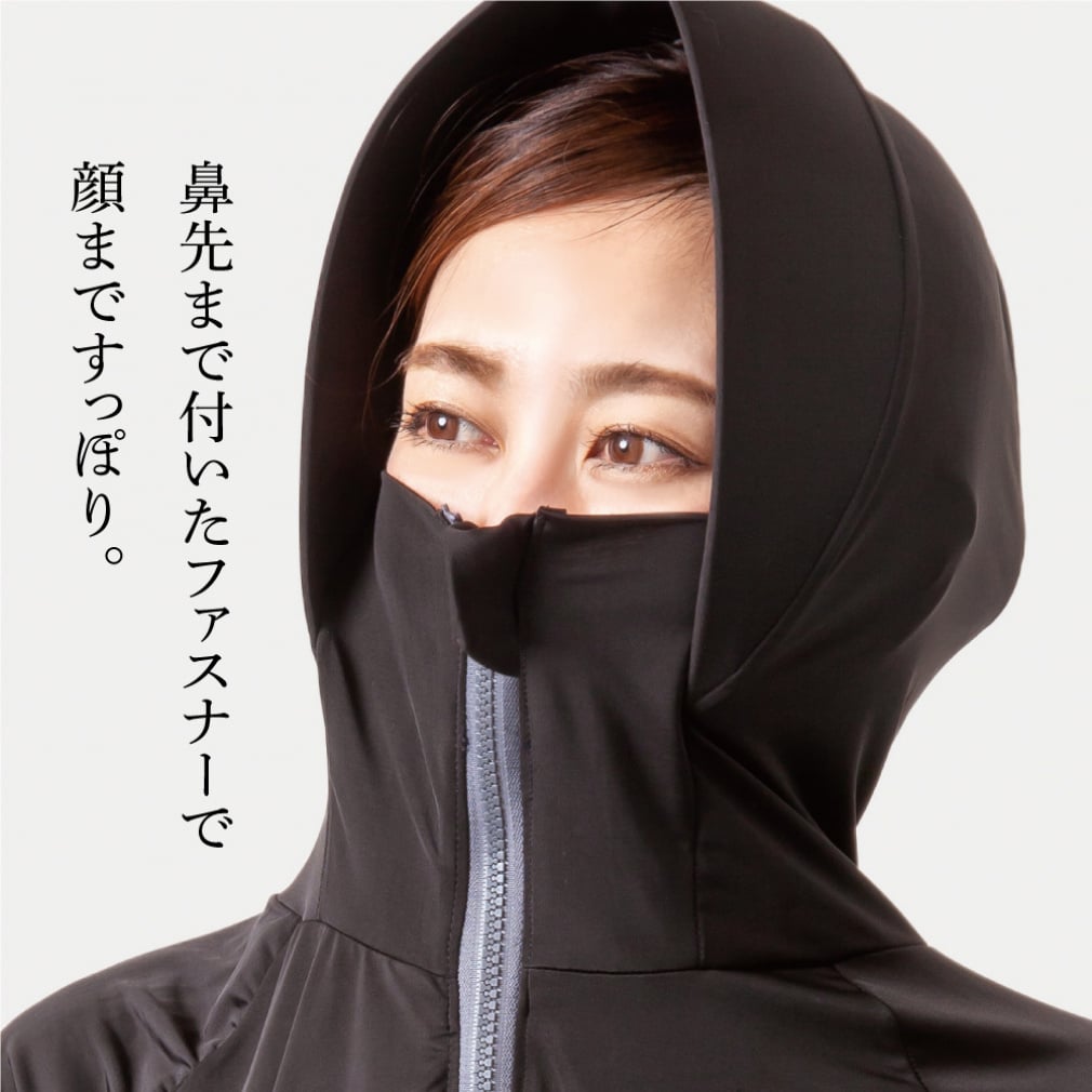 アルファックス UV プロテクト パーカー シャイン Mサイズ ブラック AP