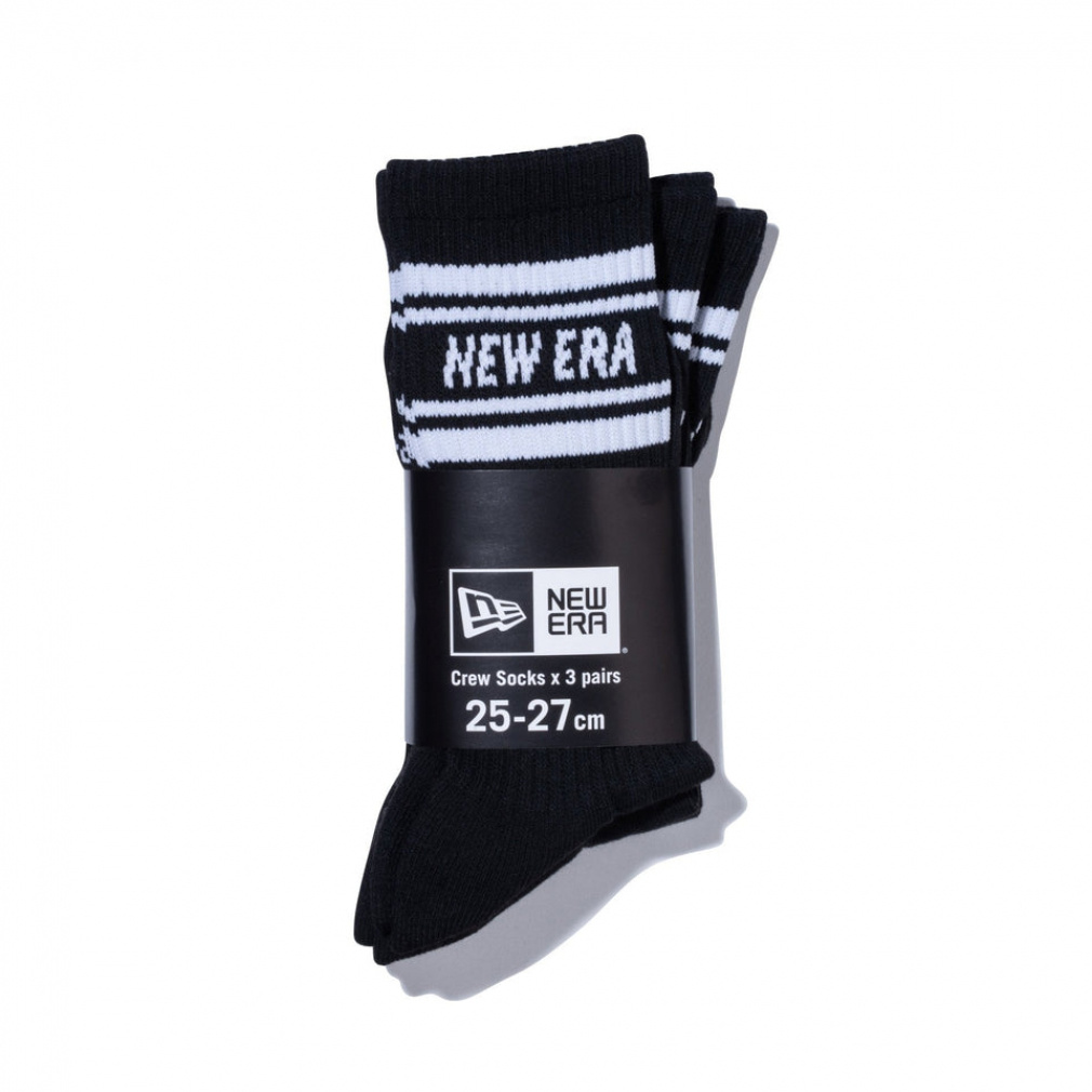 ニューエラ ソックス 靴下 SOCKS CREW 3PAIRS LINE BLK 25J 14518182