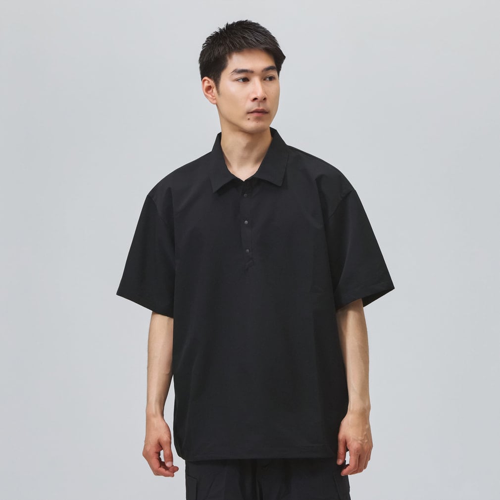 frangant tops 黒 ナンガ メンズ アウトドアカジュアル 半袖シャツ DotAir COMFY POLO
