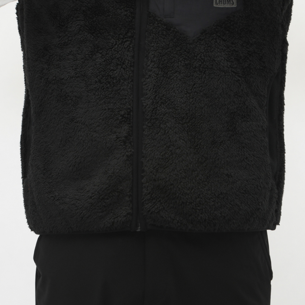 チャムス メンズ アウトドア フリースベスト ボンディングフリースノー