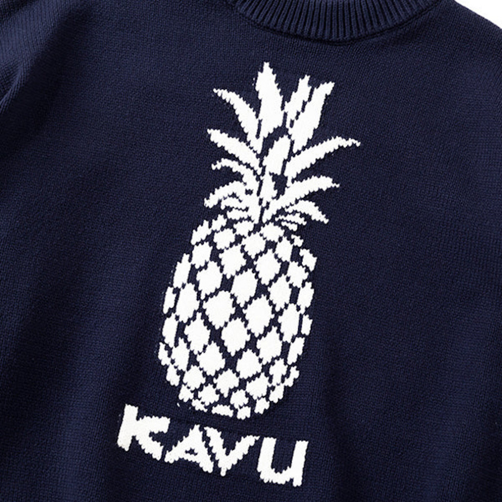 FAT ドライバーズニット ケーブルニット ジップアップ ネイビー XLサイズ カブー メンズ アウトドア ニット セーター Pineapple Knit 19821918