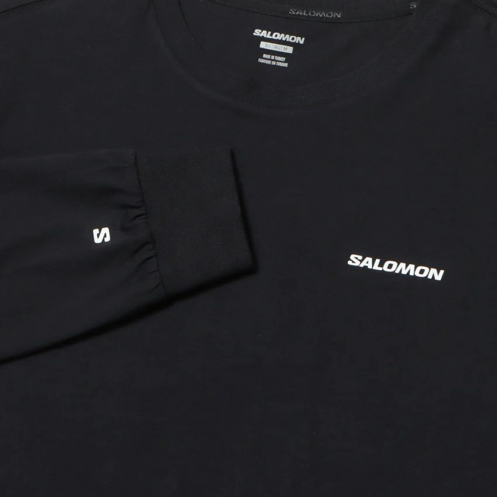 サロモン メンズ トレッキング 長袖Tシャツ チェスト ロゴ ロング