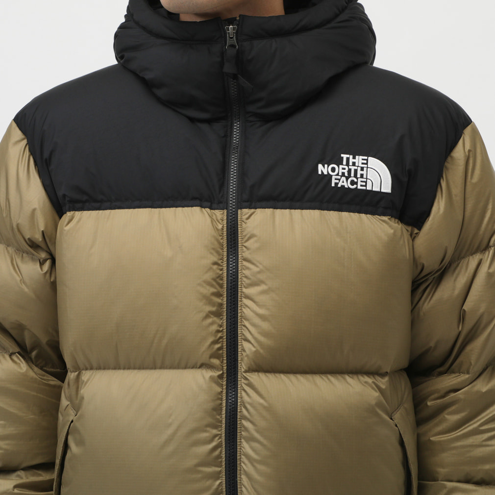 THE NORTH FACE フード付きダウンジャケット L ベージュ/ブラック ザ・ノース・フェイス メンズ アウトドアカジュアル ダウンジャケット