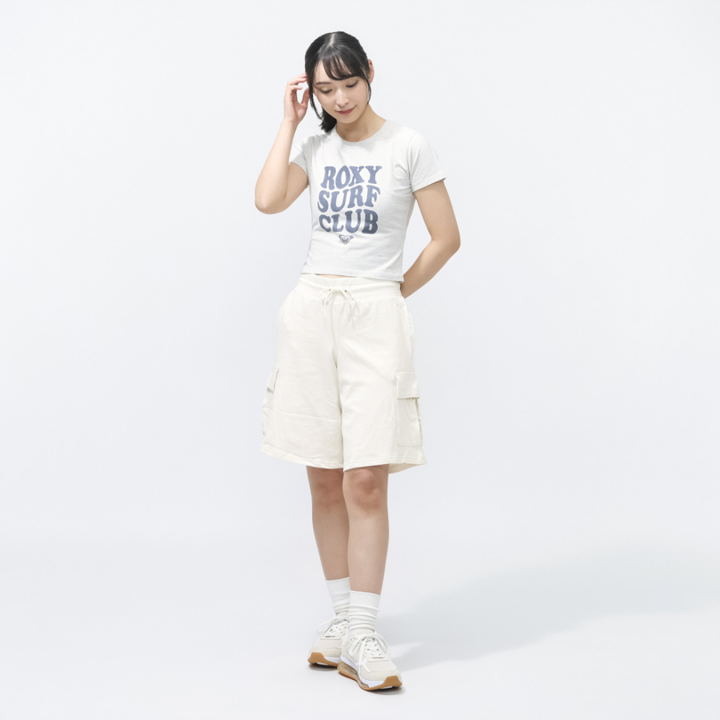 桜*井様 d.i.aホワイトショートパンツ ラメ付き 26インチ 2026春夏 ロキシー レディース アウトドアカジュアル ショートパンツ