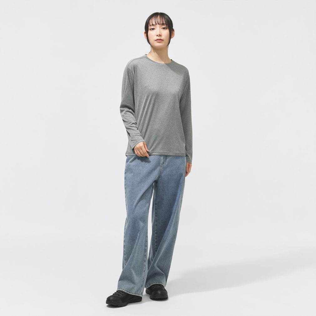 ミレー レディース トレッキング 長袖Tシャツ HEATHER MESH CREW LS W