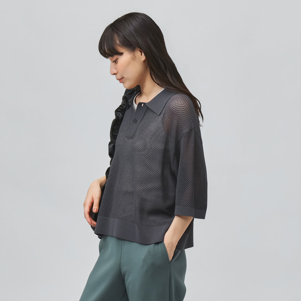 ティゴラ レディース 半袖 ポロシャツ メッシュニットポロシャツ TR