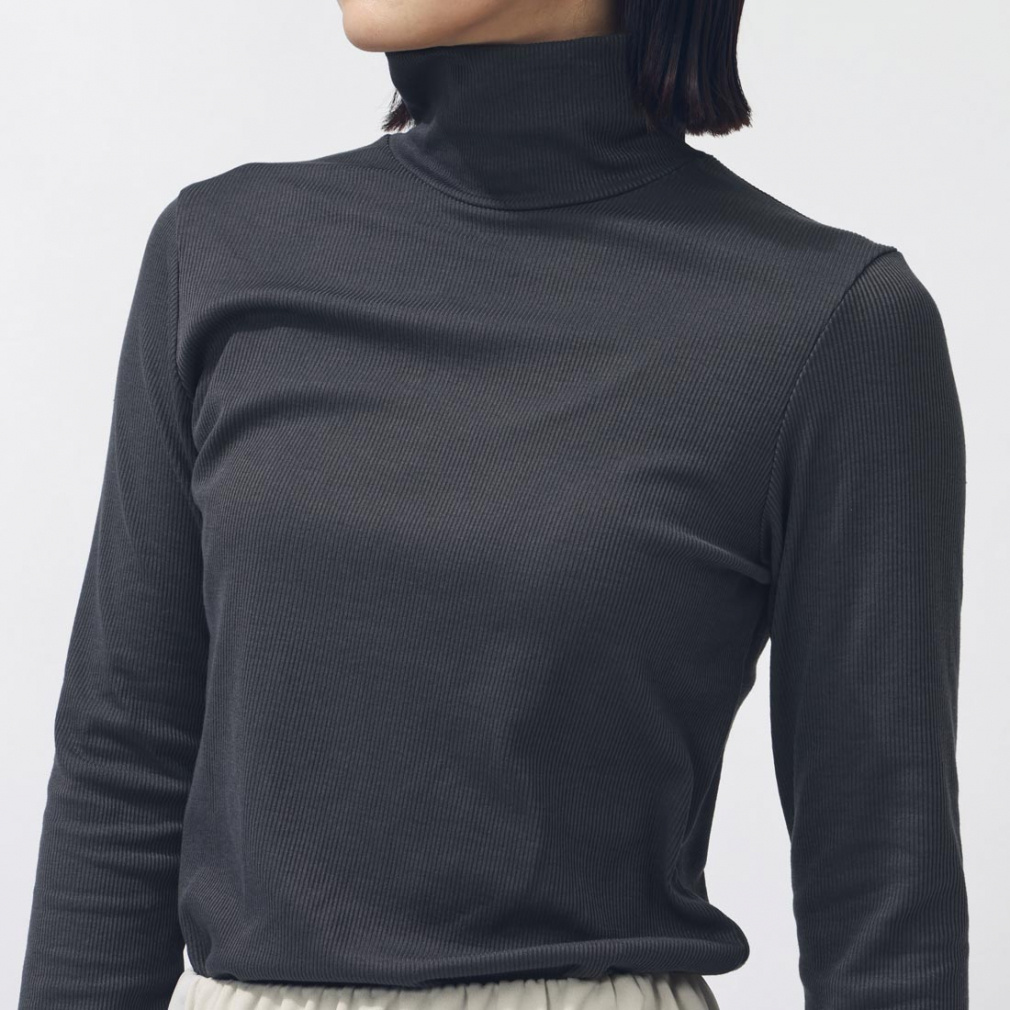 ティゴラ レディース 長袖 Tシャツ ストレッチリブハイネックTシャツ