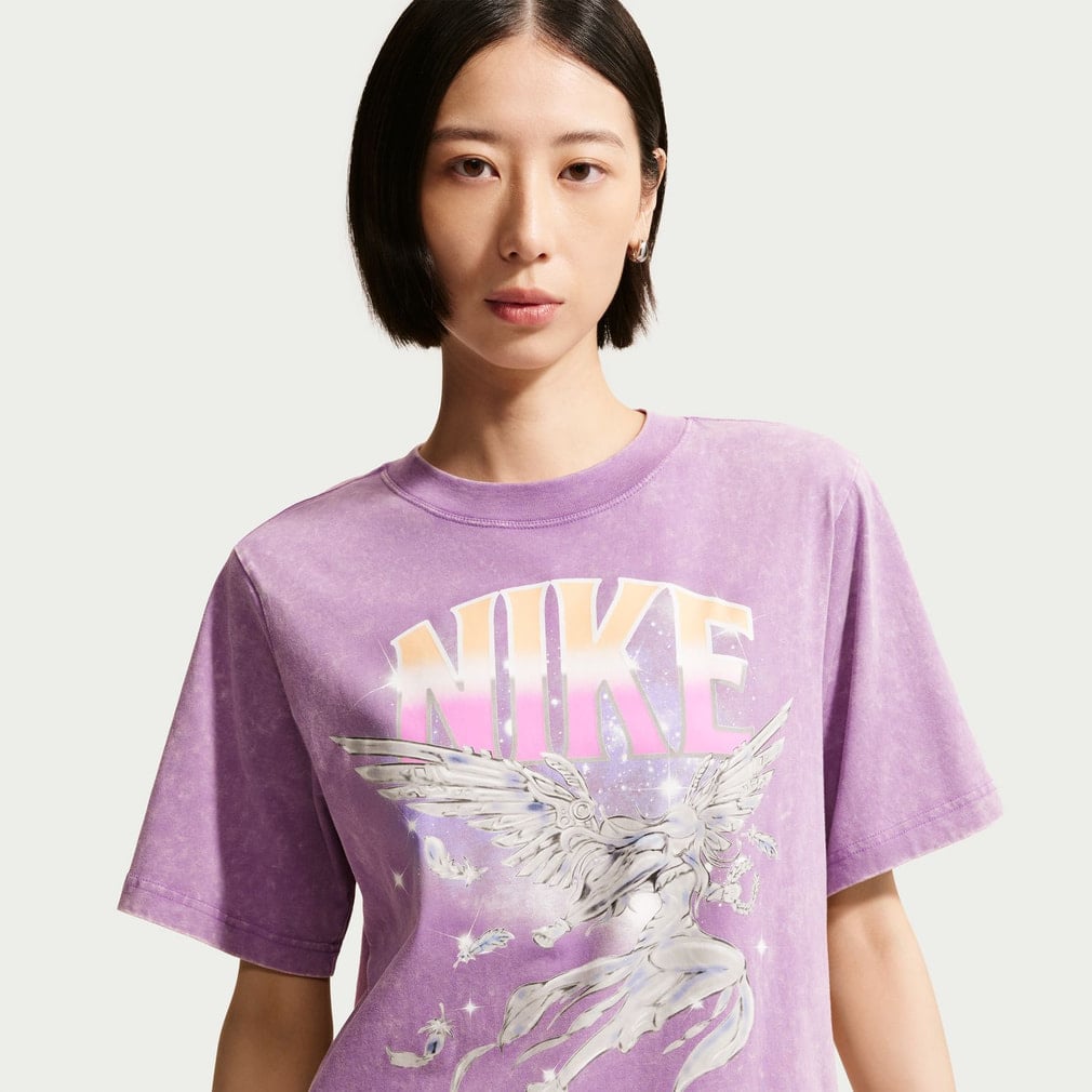 Nike 紫 プリーツスカートTシャツセット　テニスウェア ナイキ レディース 半袖 Tシャツ ウィメンズ NSW レトロ フレア S/S T