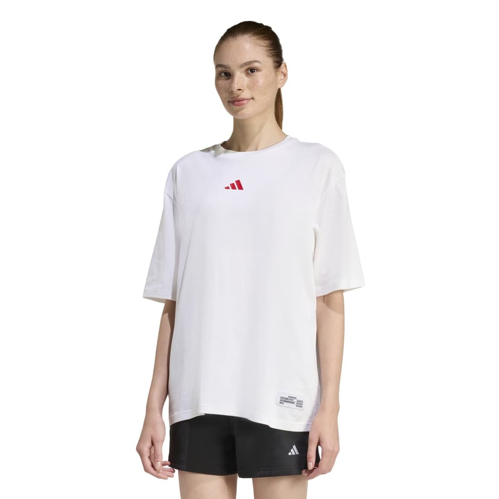 アディダス レディース 半袖 Tシャツ ミニ刺しゅう オーバーサイズ