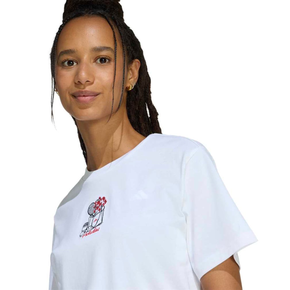 美品 2 eskandar エスカンダー 半袖 リネン カットソー 薄ピンク アディダス レディース 半袖 Tシャツ ミニ刺しゅうグラフィック半袖T