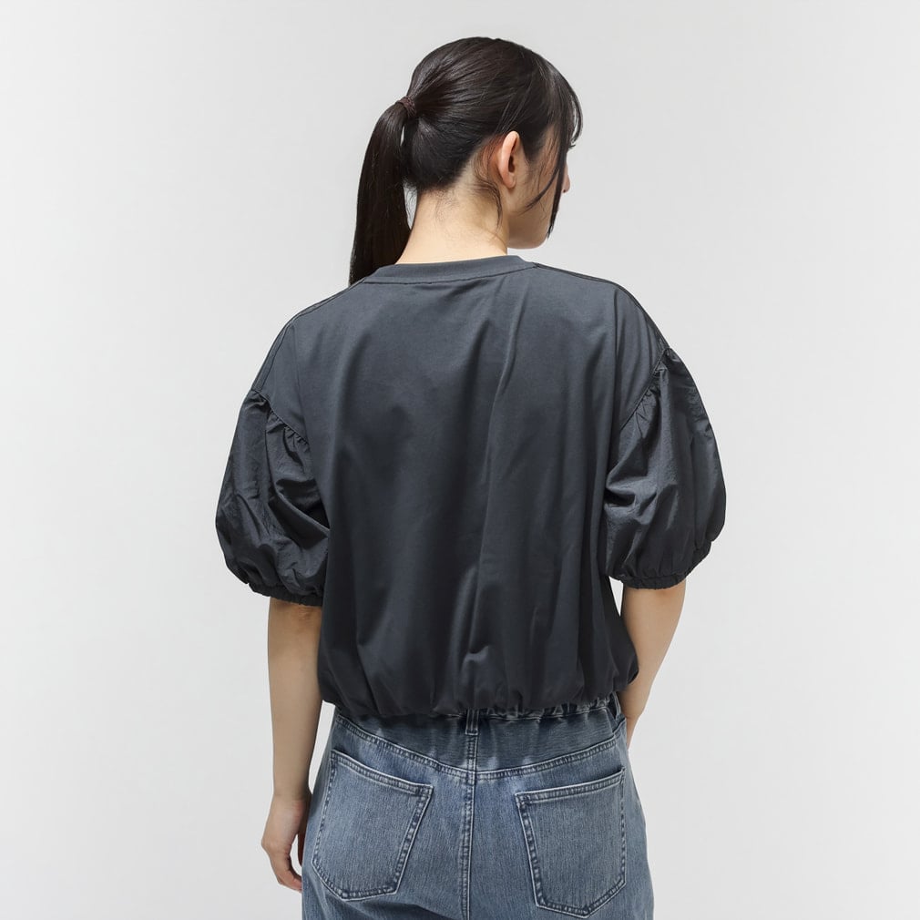 黒のパフスリーブ半袖シャツ アディダス レディース PRISM COLLECTION パフスリーブ半袖Tシャツ