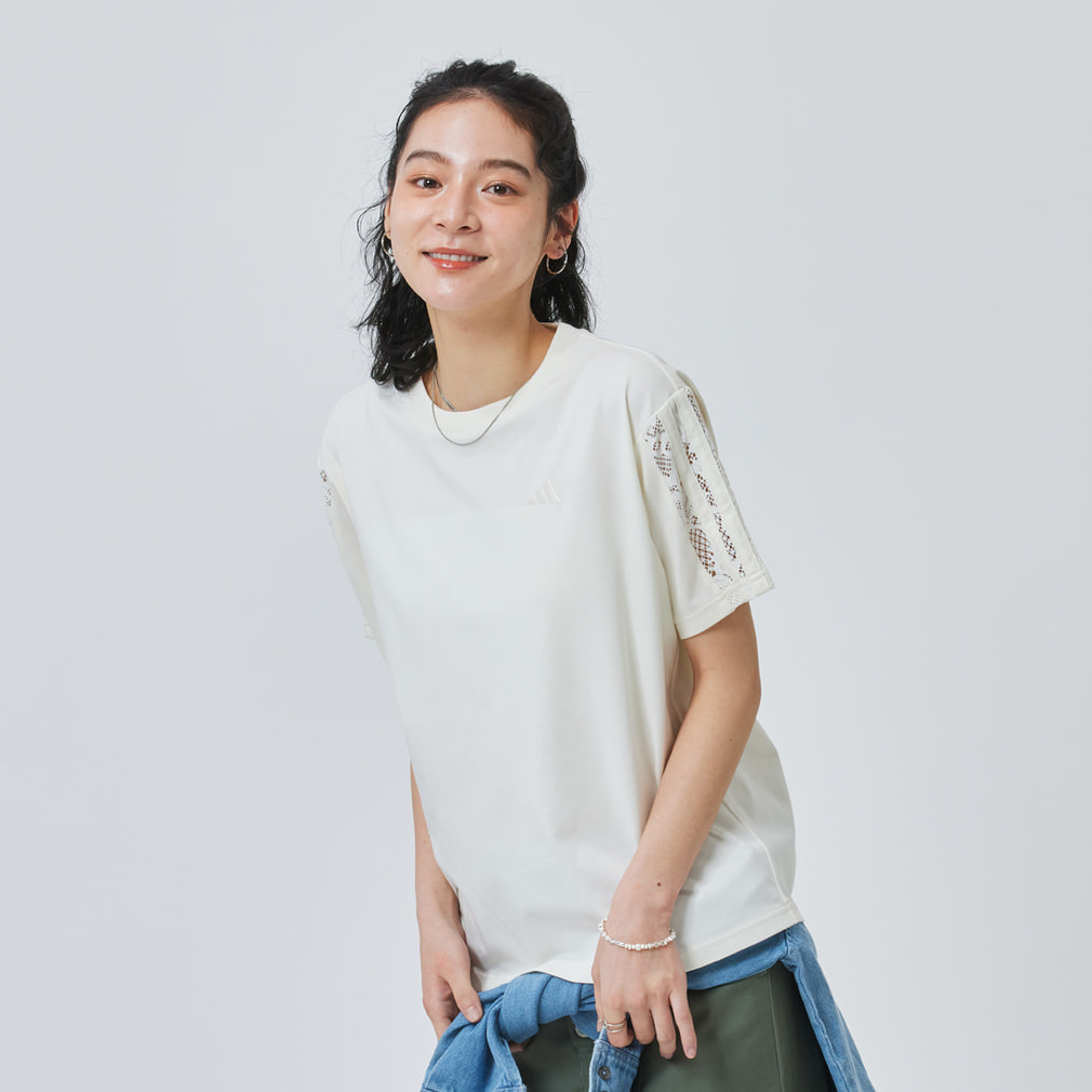 アディダス レディース PRISM COLLECTION レーススリーストライプ半袖T