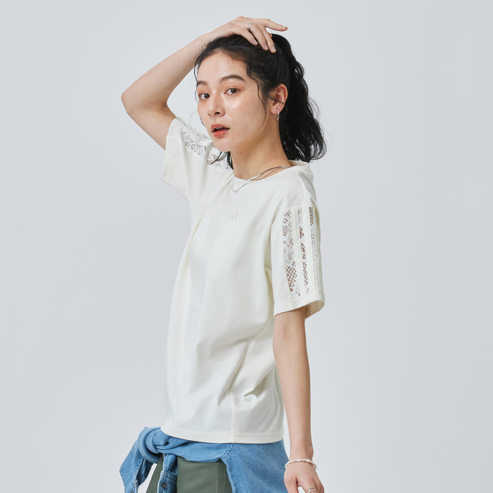 アディダス レディース PRISM COLLECTION レーススリーストライプ半袖T