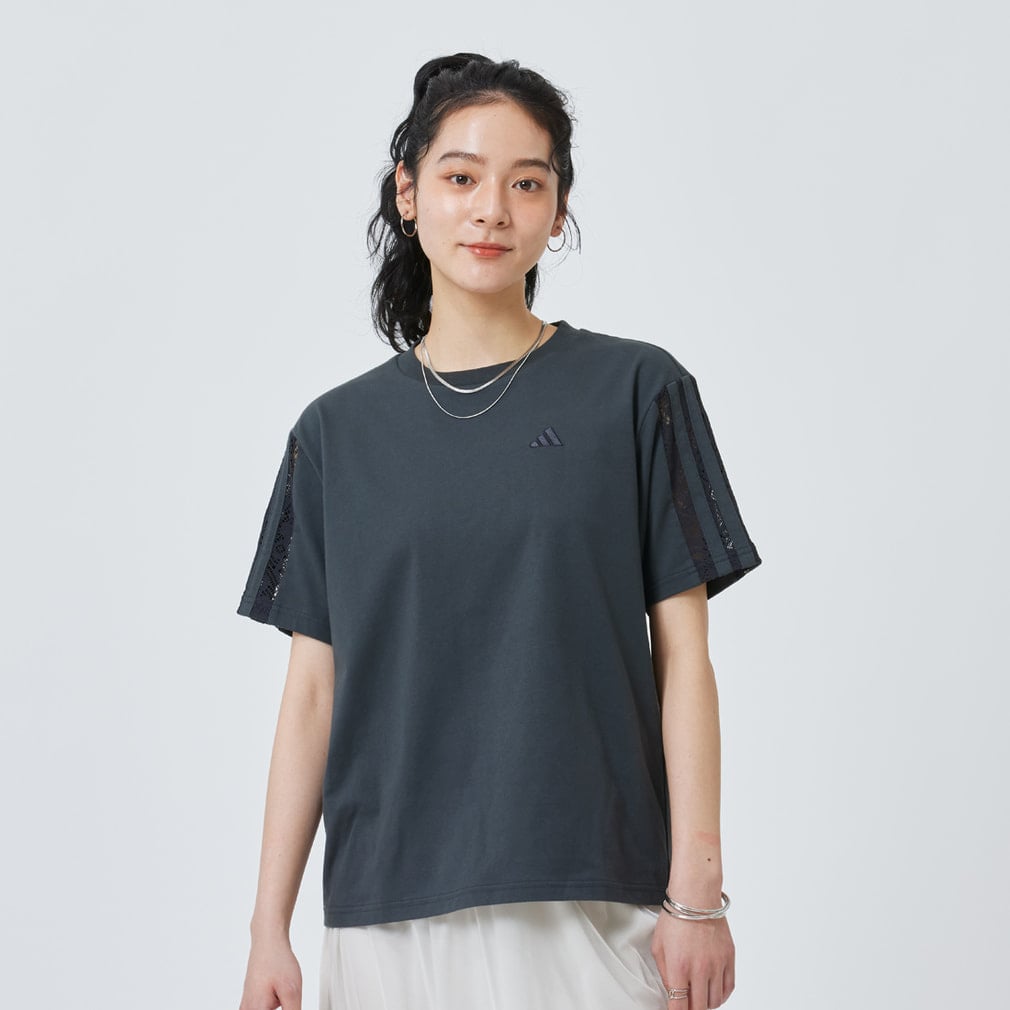 アディダス レディース PRISM COLLECTION レーススリーストライプ半袖T