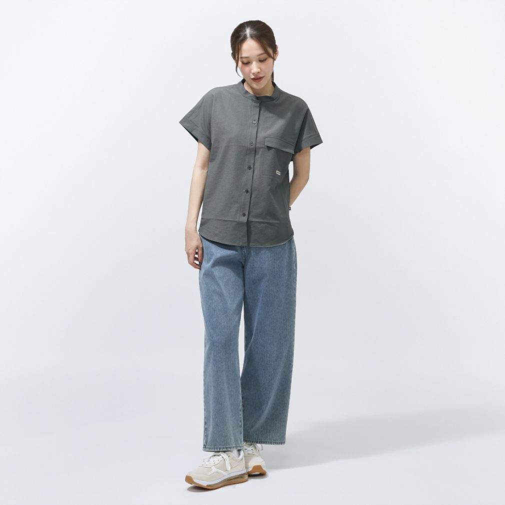 コンバース レディース 半袖 Tシャツ SEERSUCKER STAND CL SHIRT L