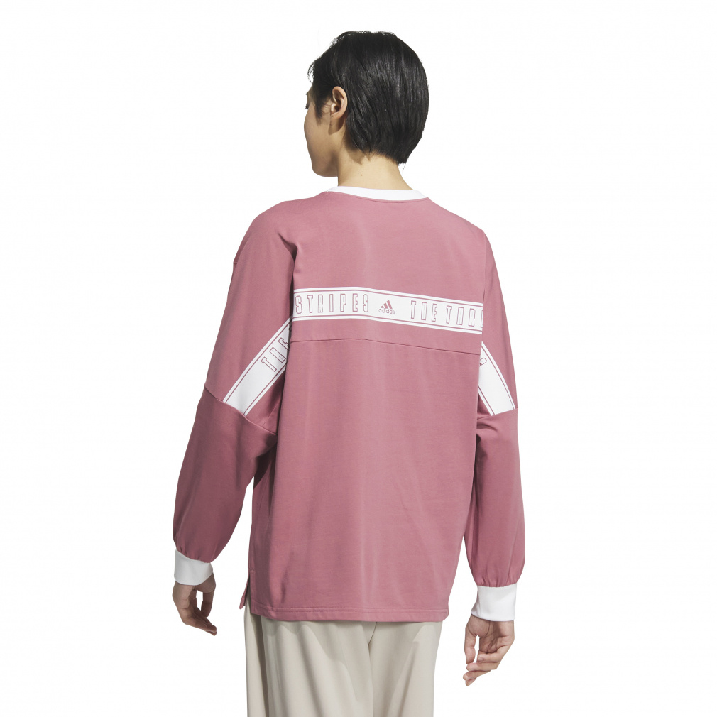 adidas 長袖トレーニングウェア グレー/ピンク Mサイズ アディダス レディース 長袖 Tシャツ ワーディング ルーズフィット