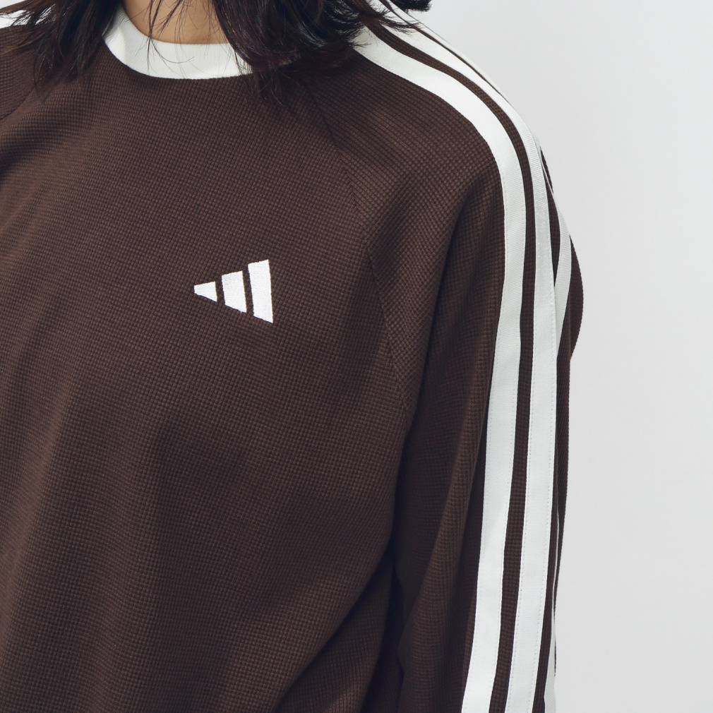アディダス レディース 長袖 Tシャツ ワッフル スリーストライプス