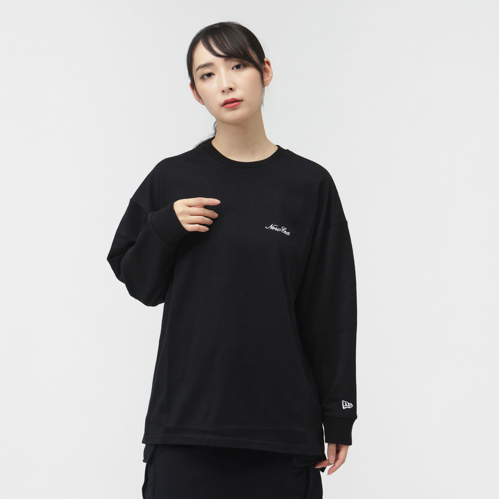 ニューエラ レディース 長袖 Tシャツ WS LS OVERSIZED COTTON TEE BLK