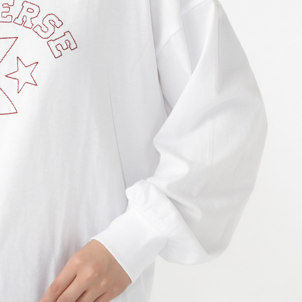 コンバース レディース 長袖 Tシャツ ステッチ ロゴ ロングスリーブ 