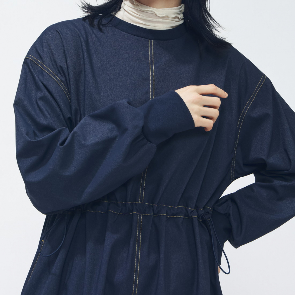 アディダス レディース ワンピース デニム ライク ストレッチ ルーズ