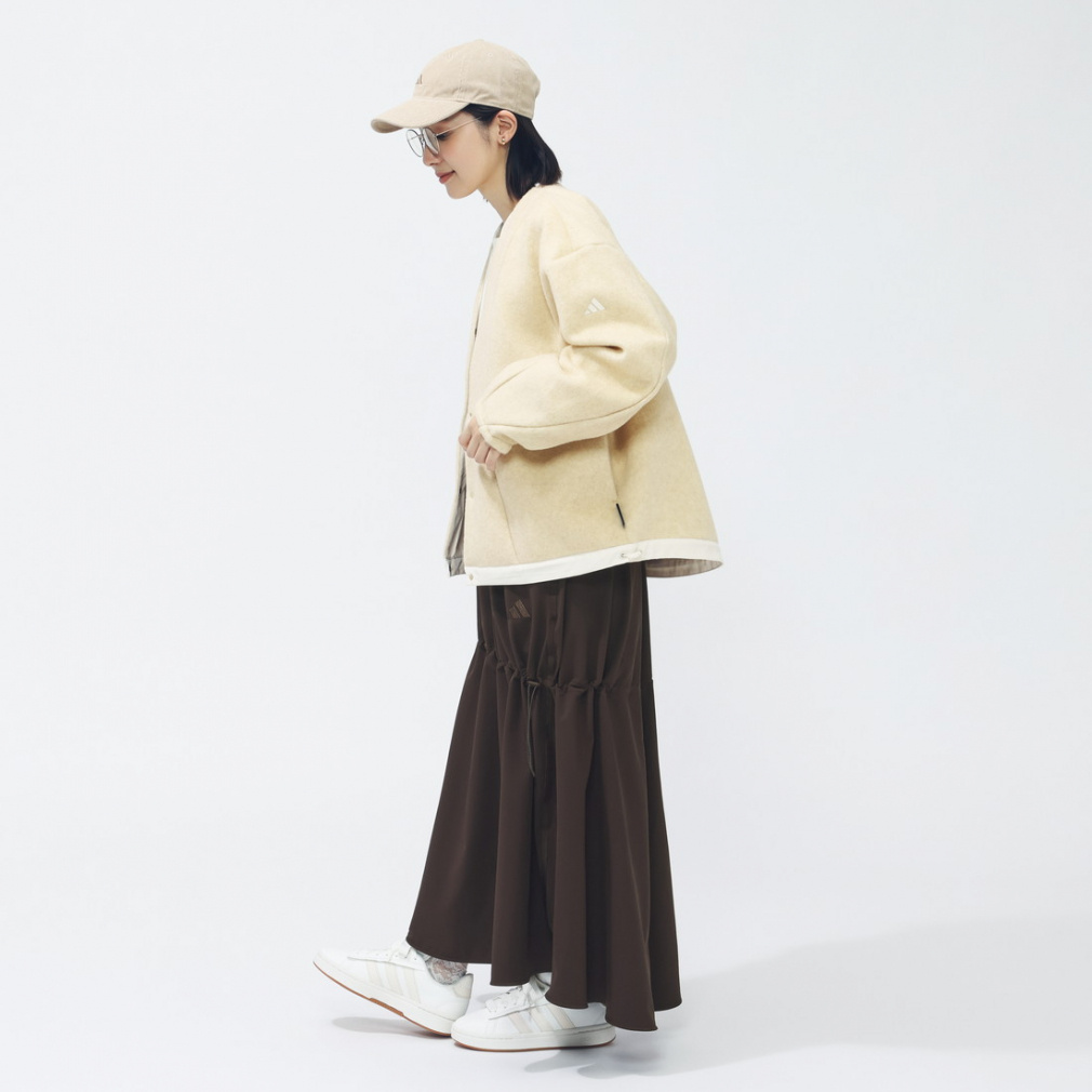 新品adidas アディダス　レディースセットアップ　セーター　スカート 帽子 adidas】Adicolor ニット フルジップトップス&スカート セット (adidas