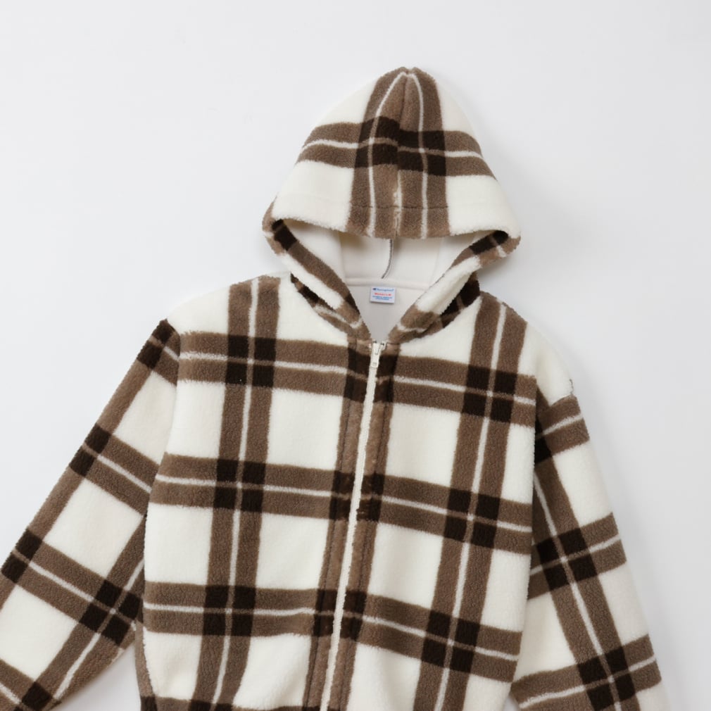 チャンピオン レディース フリースジャケット CHECK ZIP HOODED JACKET
