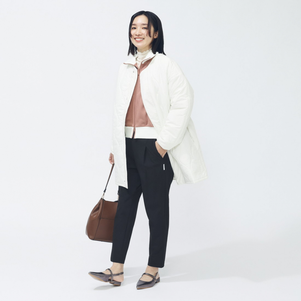 M】秋冬 アディダス ゴルフ 保温 キルティング 中綿セットアップ 白 M