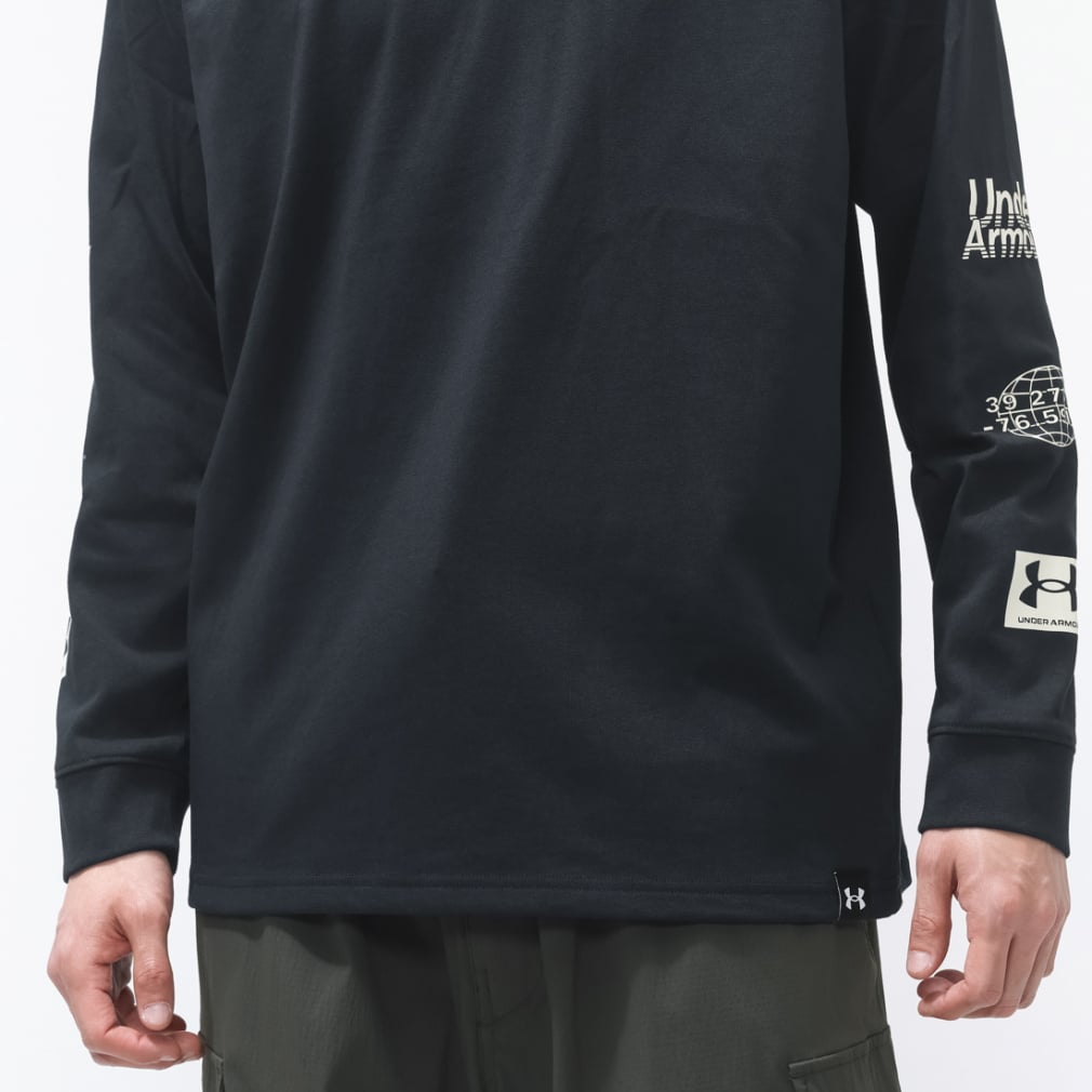 UA ウーア ブラック Tシャツ L アンダーアーマー メンズ 長袖 Tシャツ UAヘビーウエイト グラフィック