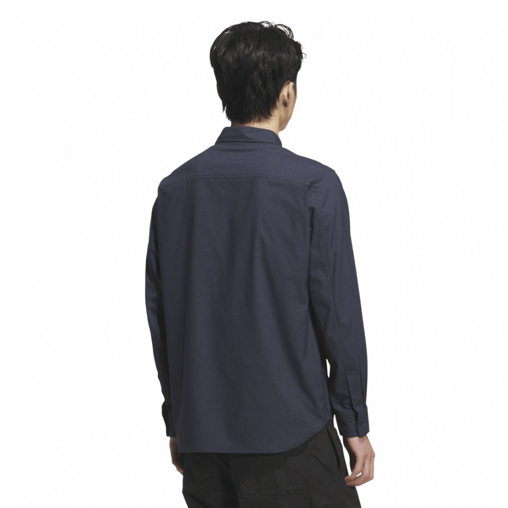 アディダス メンズ 長袖 シャツ レギュラーフィット デニム ボタン