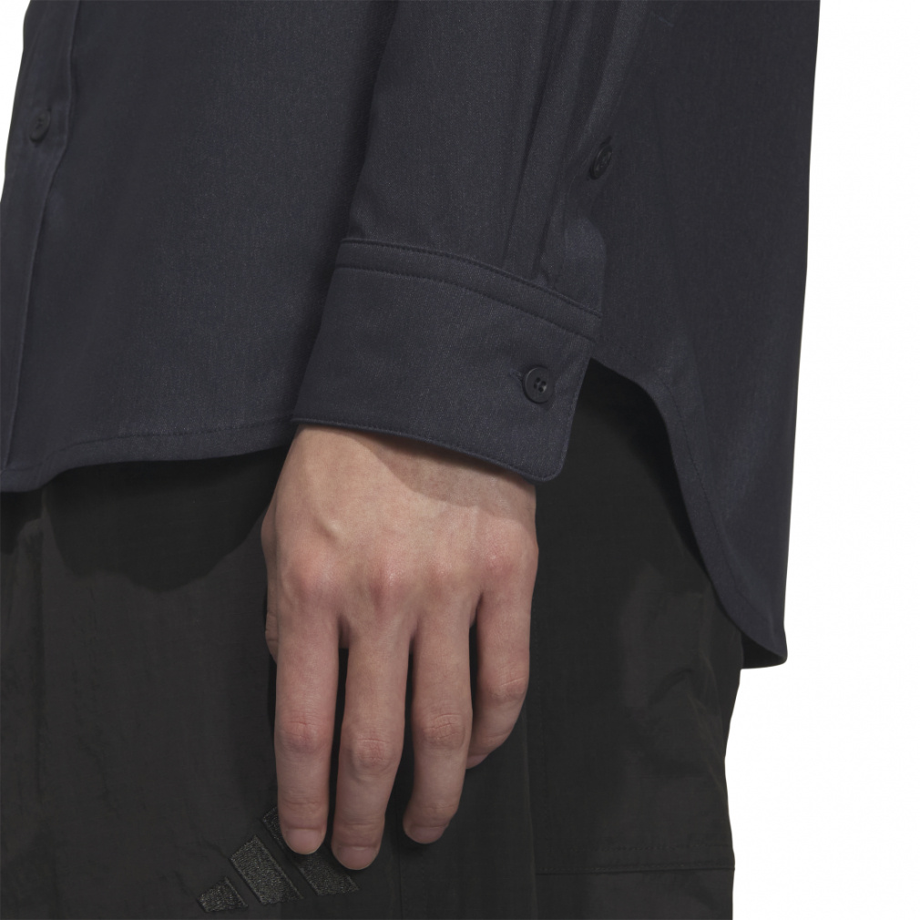 アディダス メンズ 長袖 シャツ レギュラーフィット デニム ボタン