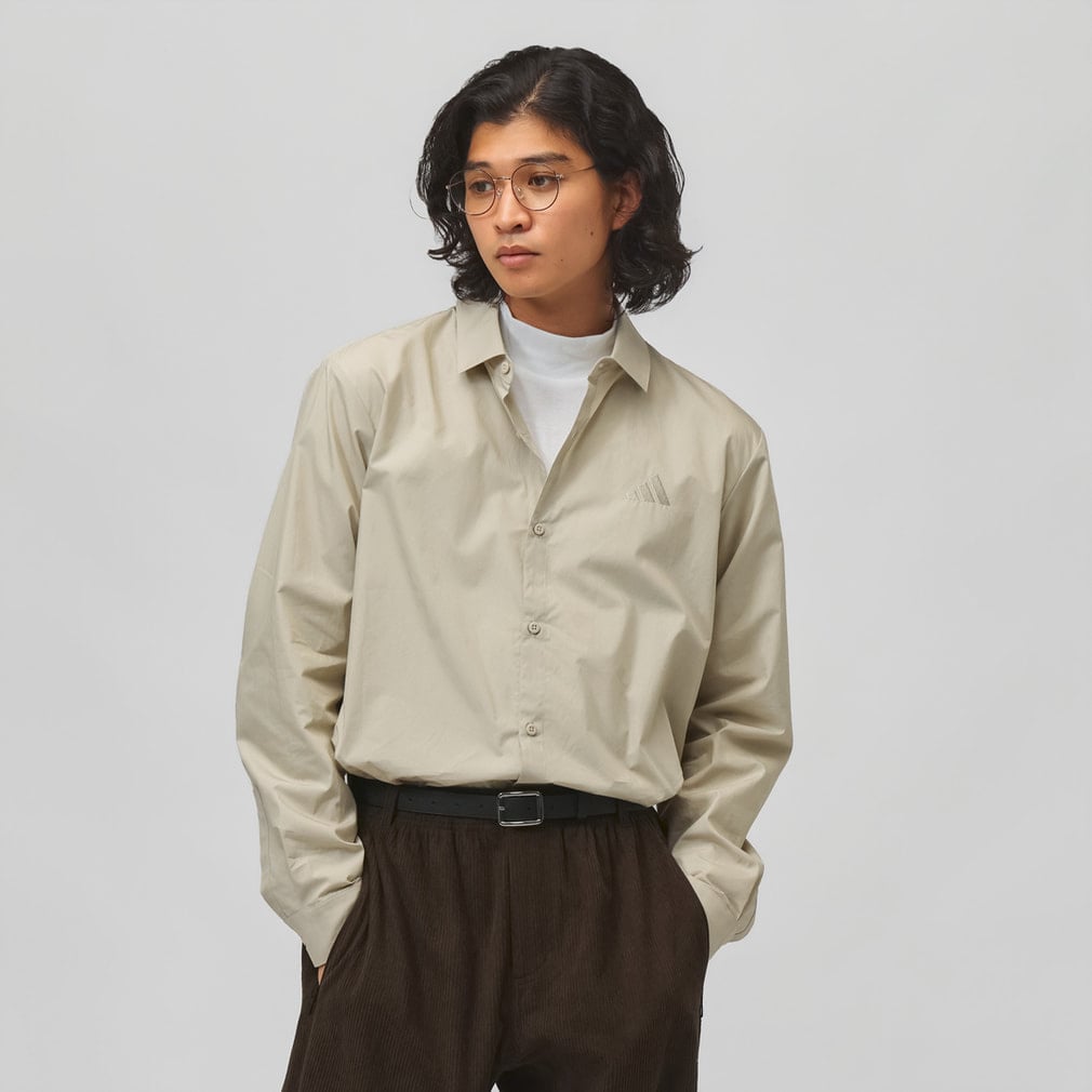 【新品、未使用】高級カシミヤ100% メンズ長袖シャツ　ボタン付 アルファ アディダス メンズ 長袖 シャツ LUXFLOW ALPHA 長袖 カジュアル シャツ
