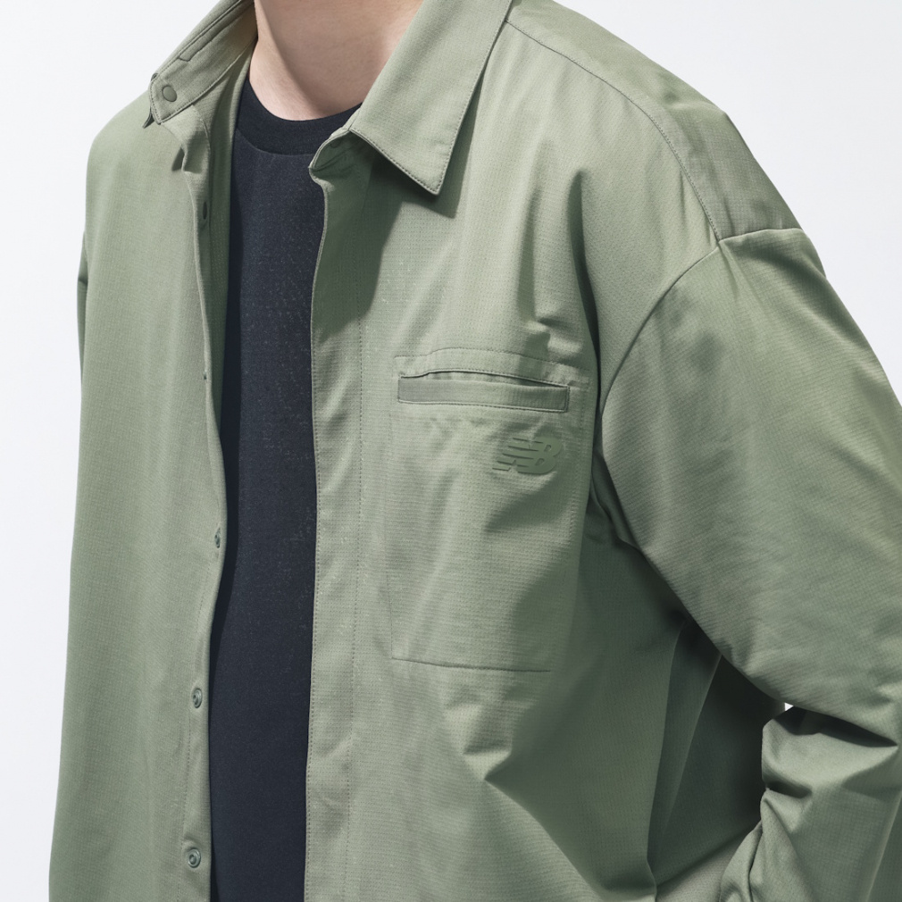 マメクロコウチ 薄緑 長袖シャツ ニューバランス THE CITY メンズ 長袖 シャツ ロングスリーブメッシュ