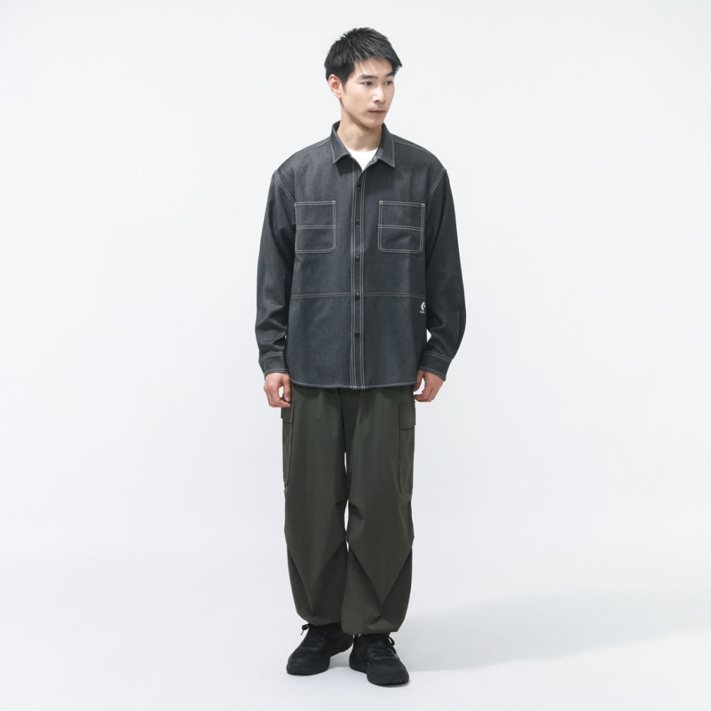メンズ コンバース スタイル様 長袖 M SHIRT DENIM SYNTHETIC シャツ 店舗用品