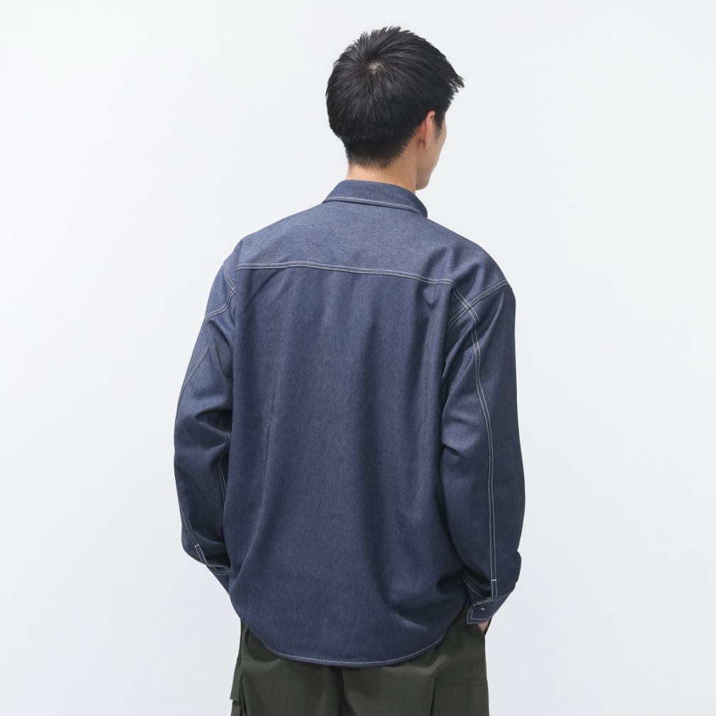 コンバース メンズ 長袖 シャツ SYNTHETIC DENIM SHIRT M