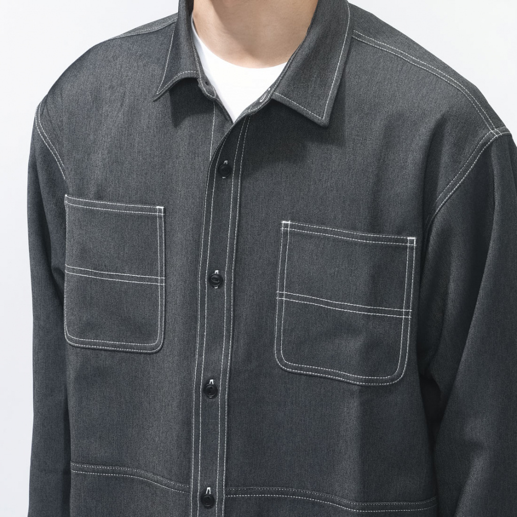 コンバース メンズ 長袖 シャツ SYNTHETIC DENIM SHIRT M