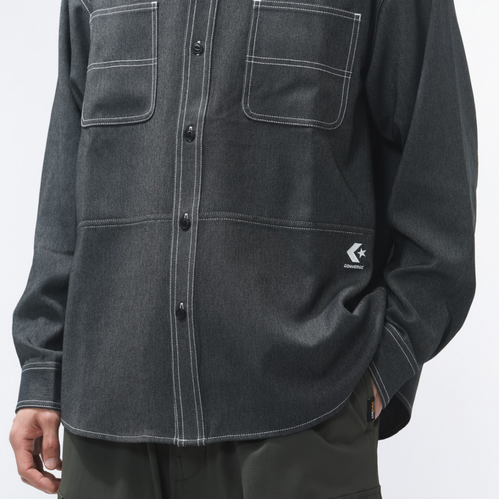 コンバース メンズ 長袖 シャツ SYNTHETIC DENIM SHIRT M