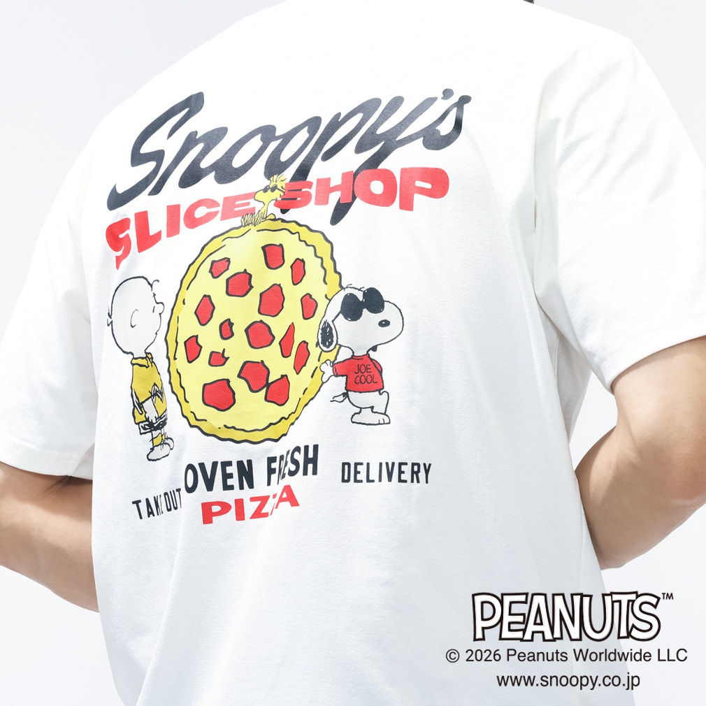 ピーナッツ スヌーピー メンズ 半袖 Tシャツ グラフィックTシャツ ピザ